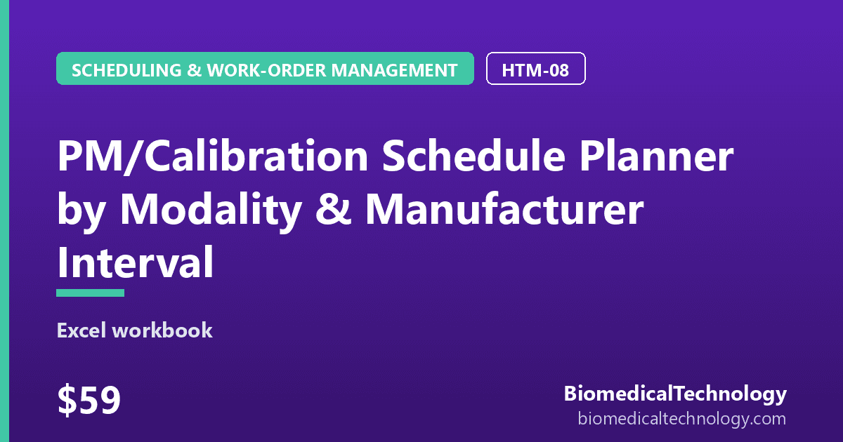 Preview of PM/Calibration Schedule Planner by Modality & Manufacturer Interval