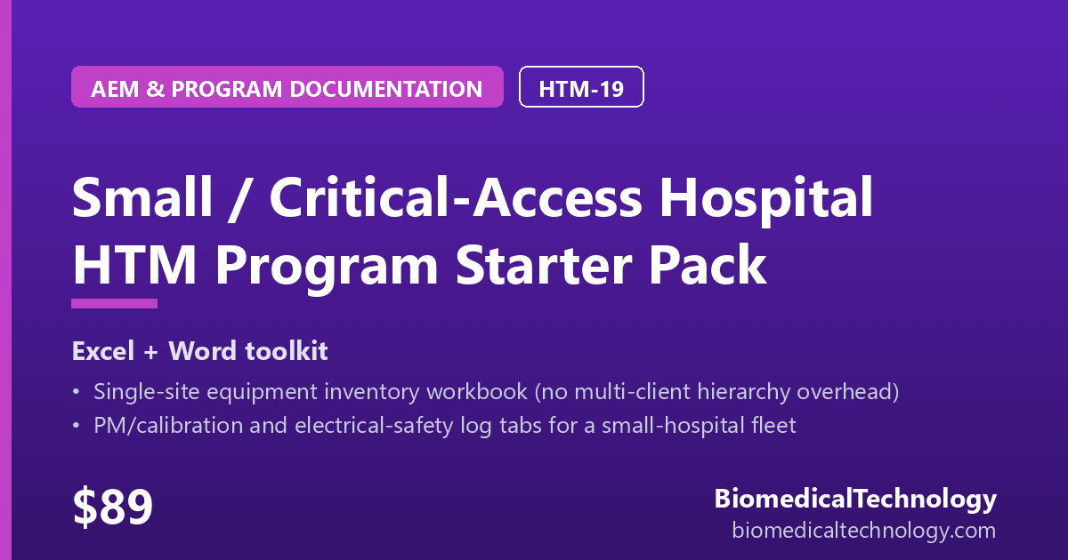 Preview of Small / Critical-Access Hospital HTM Program Starter Pack